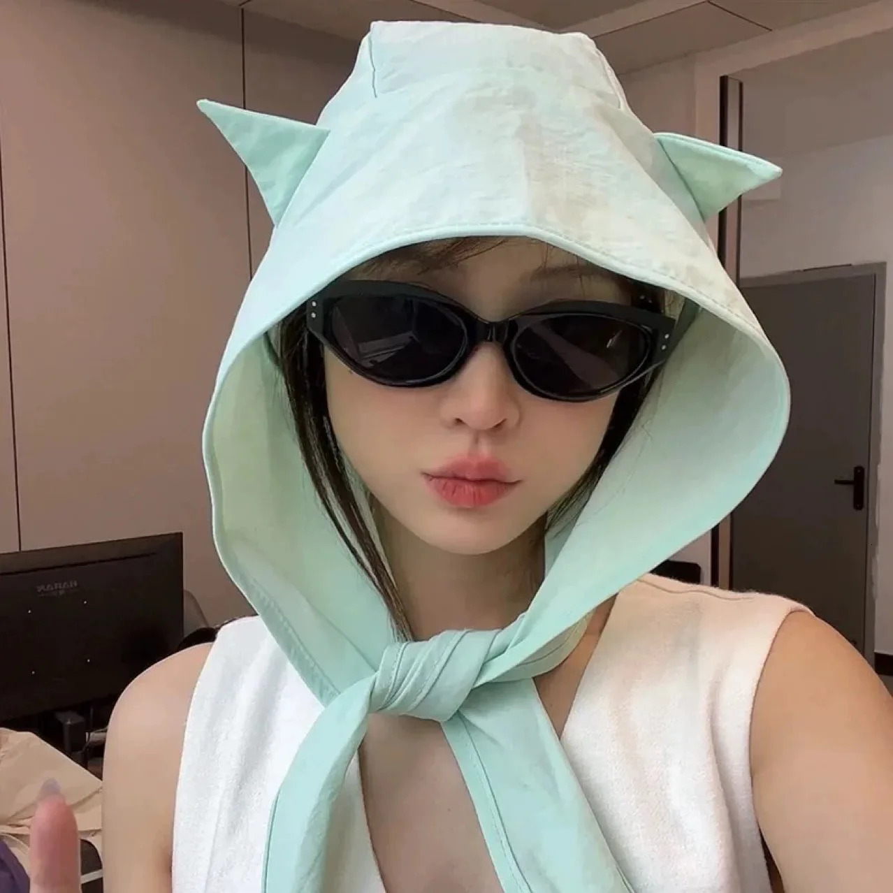 Imp Strap quick-drying sun hat rens thin neck protector cycling cute cat ears Fisherman hat 250606