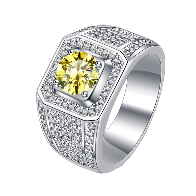 Elegant 925 Sterling Silver Jewelry: Men's Designer Wedding Band Featuring Sparkling Moissanites