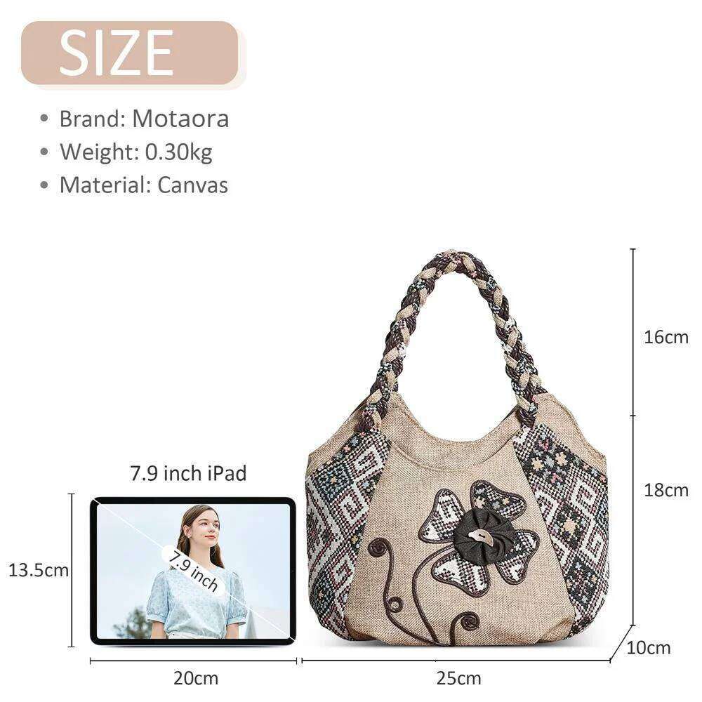 MOTAORA Women Handbags Vintage Bag Ladies Canvas Casual 2025 Woven Small Fabric Gout Craft Female Handbag