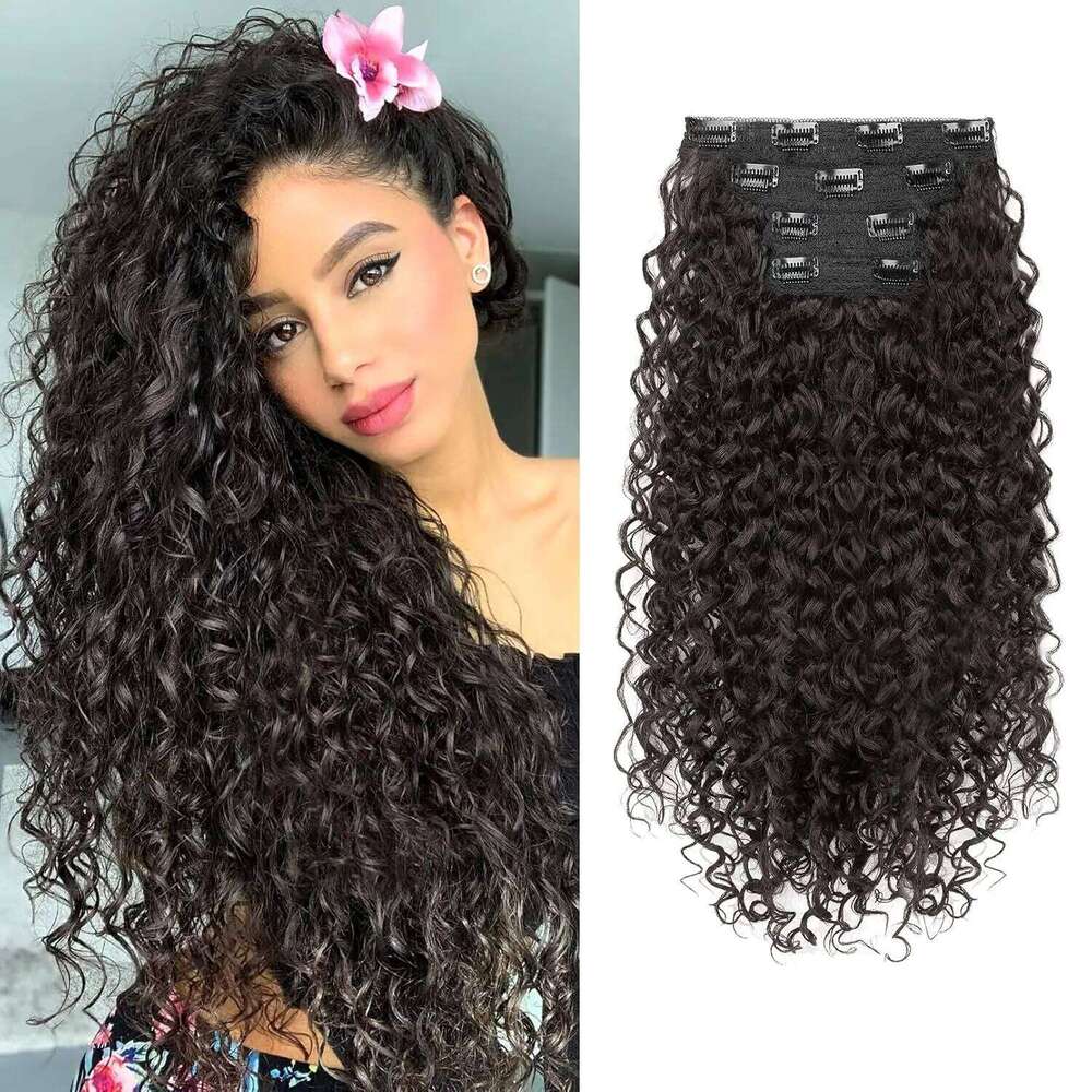 Curly Clip in No Weft for Women 100% Real Human Natural Black Bundels Colored Brazilian Remy Hair