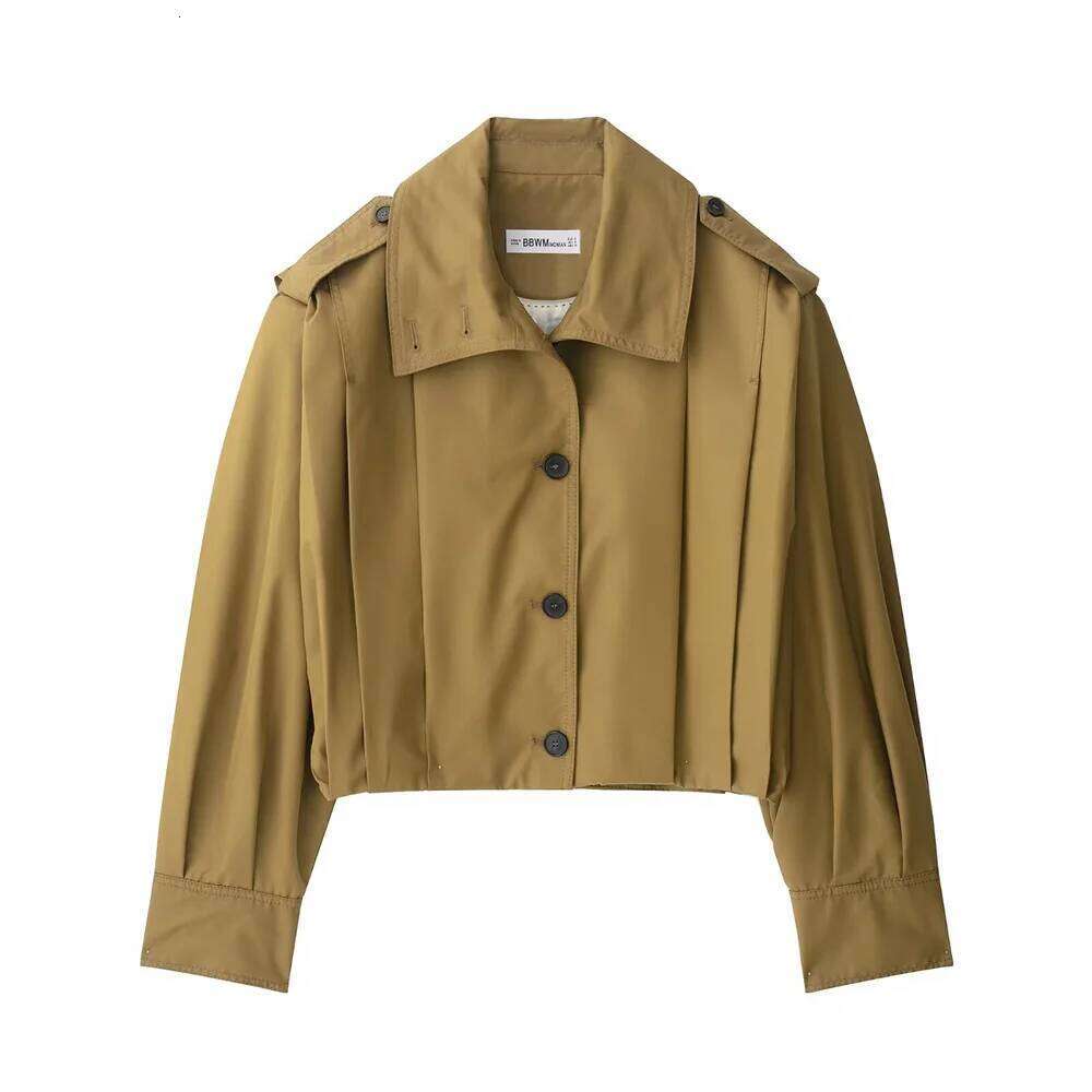 2025 New Women's Fashion Elegant European and American Design Sense Shoulder Badge Single breasted Folded Coat