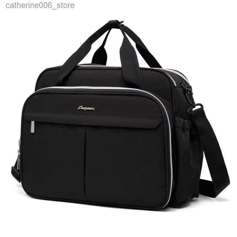 Lequeen New Maternity Mommy Travel Bag Black Shoulder Bag Handbag Tote Dry and Wet Separation Baby Diaper Stroller Bag y250609SIBK