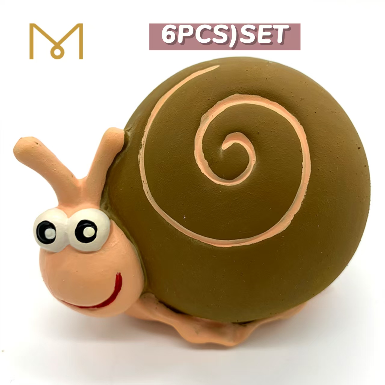 Screaming Snail Rubber Puppy Toys Eco friendly Cute Funny Squeaker New Natural Chew Soft Rubber Dog Pet Toy Wholesale for Dental and Mental Health 6pc