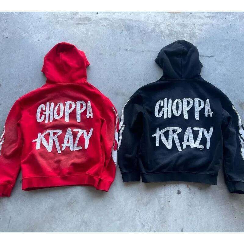 Y2k Goth Trendy European and American Patchwork Pattern Long Sleeved Pullover Hoodie Hip-hop High Street New Sweatshirts