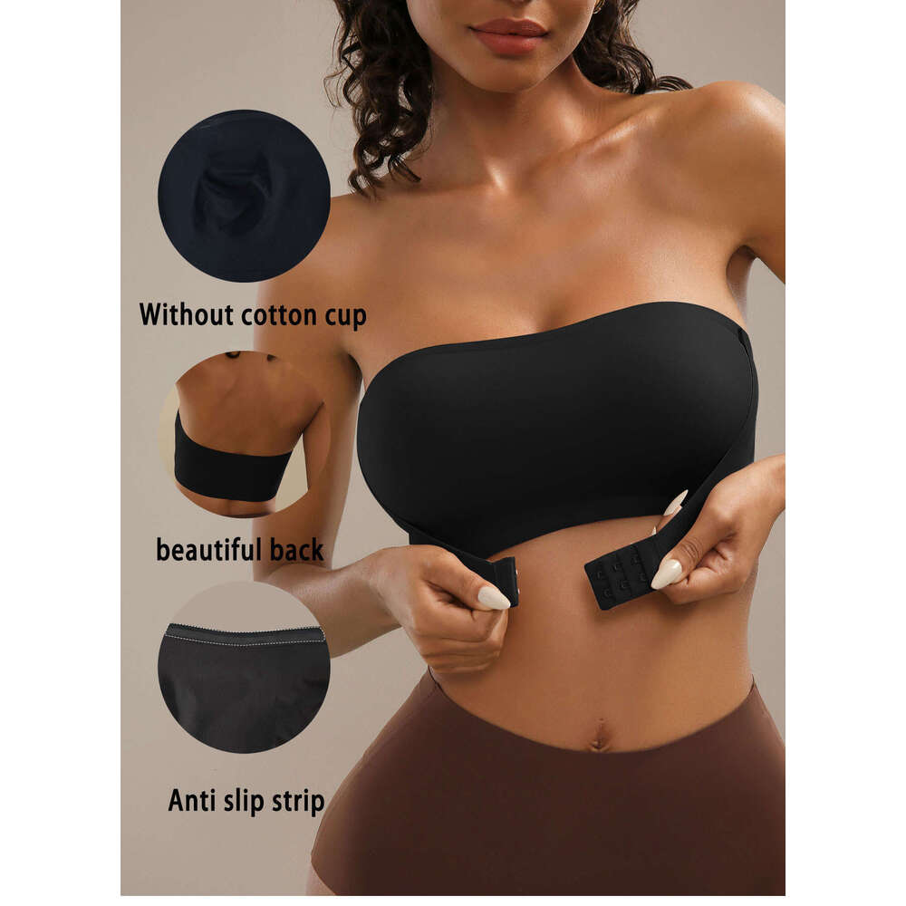 DHessentials TEMU Strapless Front Closure Push-Up Tube Top Women Seamless Wireless Bra