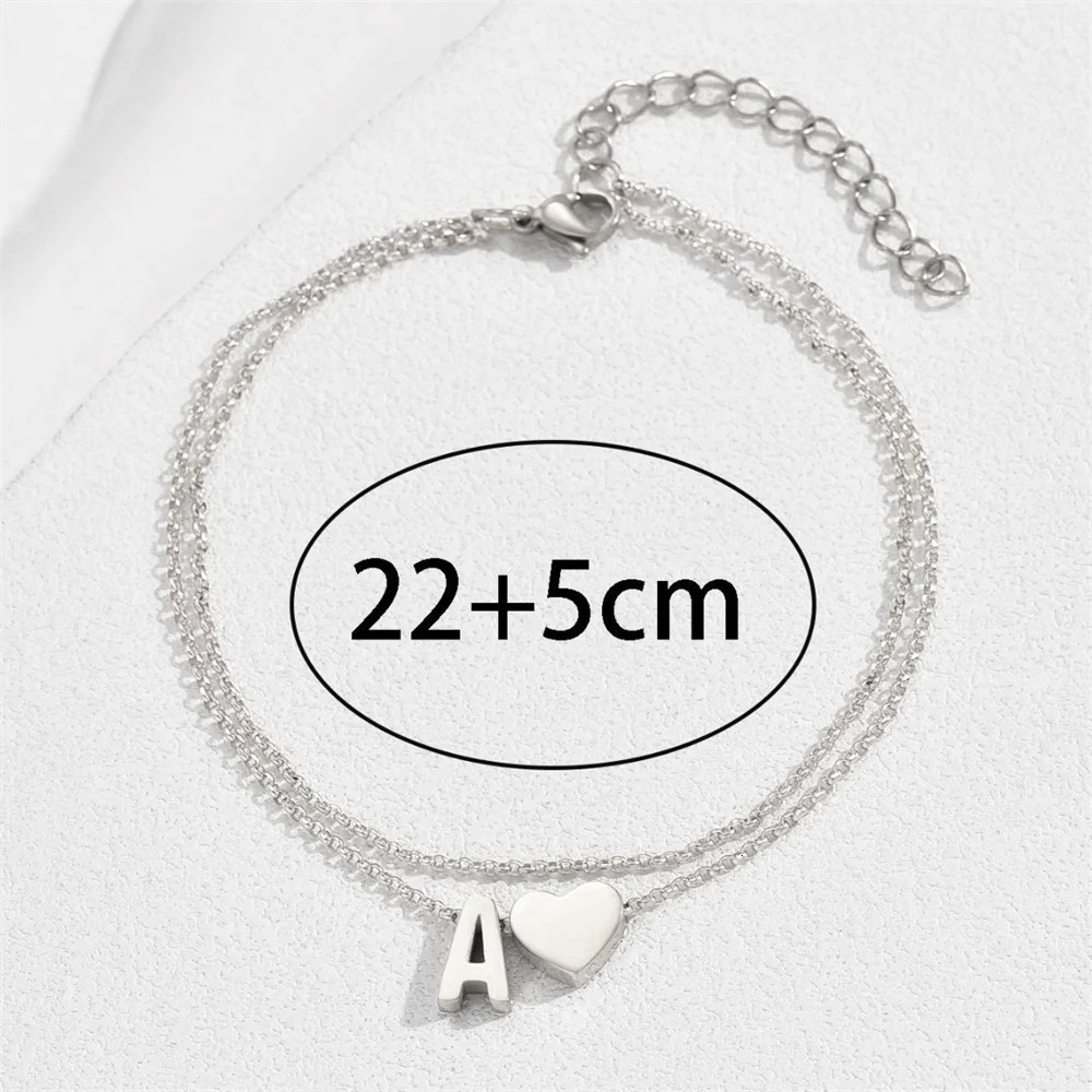 Boho 26 Letters A-Z Stainless Steel Chain Anklets For Women Simple Heart Ankle Bracelet Anklet Beach Jewelry Summer Accessories 250606