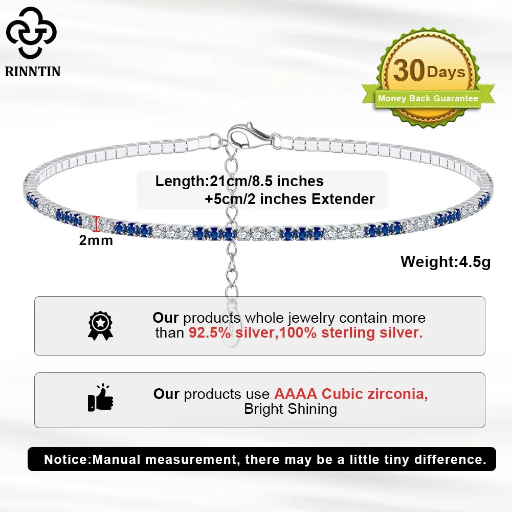 Rinntin Simple 2mm Tennis Anklet Chain Foot Women Sparkling Layer Anklet Accessories Gifts S925 Silver Leg Ankle Bracelet SA19 250606