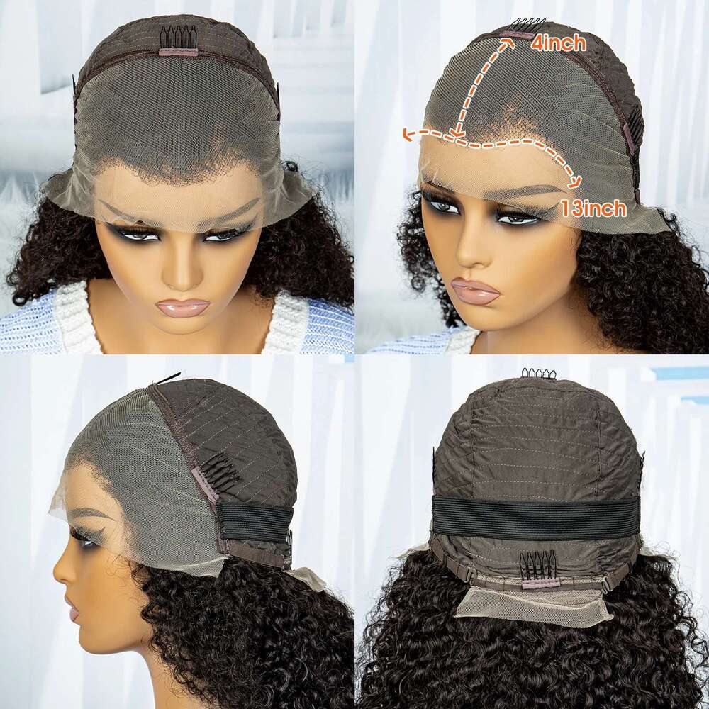 12A Double Drawn Bouncy Human 300% Density 13x4 Lace Front Natural Burmese Curly Remy Hair Wigs for Black Women