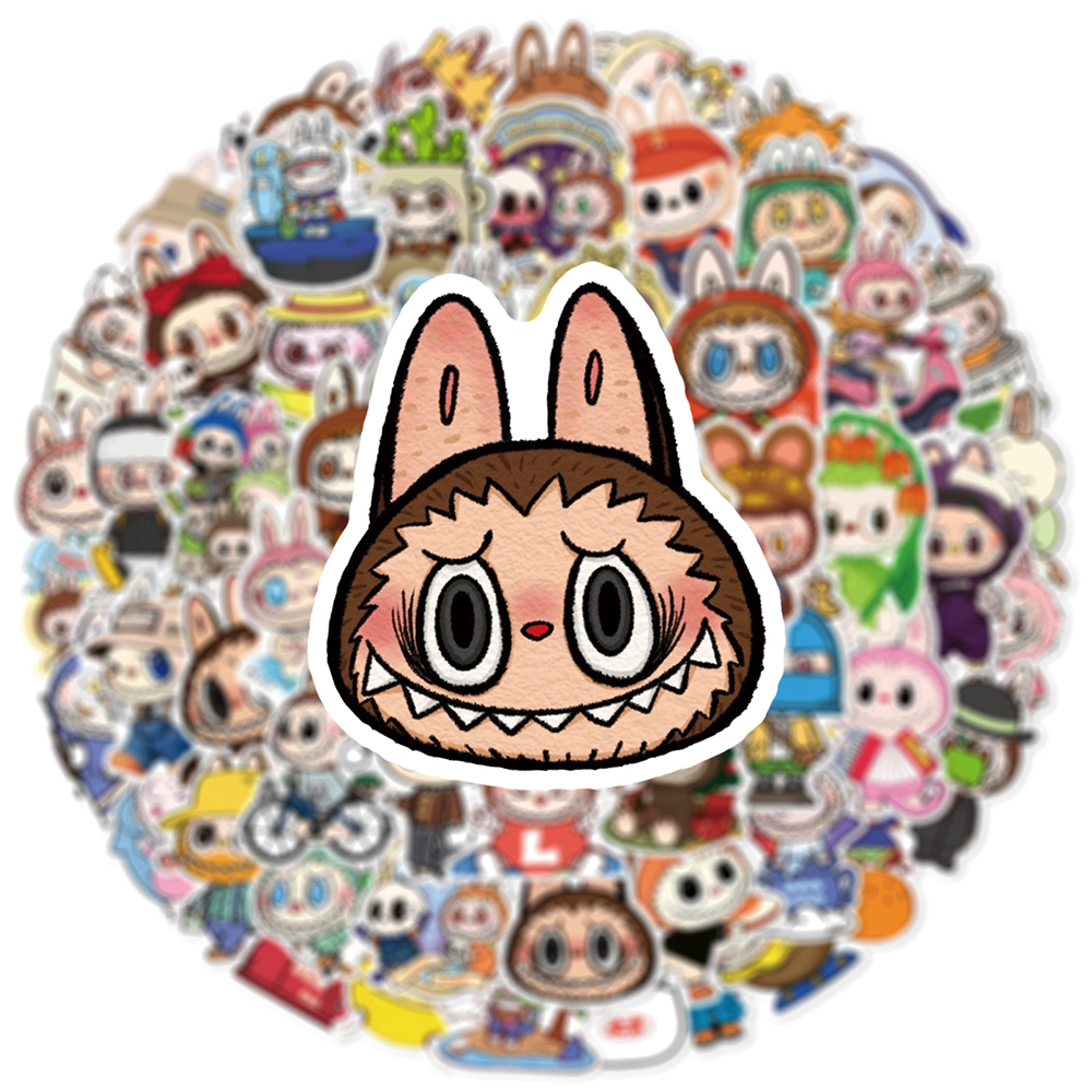10/30/50pcs Cute Labubu Monster Cartoon Stickers Decals DIY Laptop Notebook Fridge Water Bottle Decoration Sticker Kids Toys