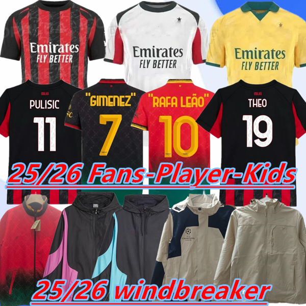 25 26 Maglia MilAn GIROUD 125 Year RAFA LEAO PULISIC Soccer Jersey Kid Kit long sleeve Home Away 3rd windbreaker Football Shirts Calcio Maillot TOMORI THEO Pleasures