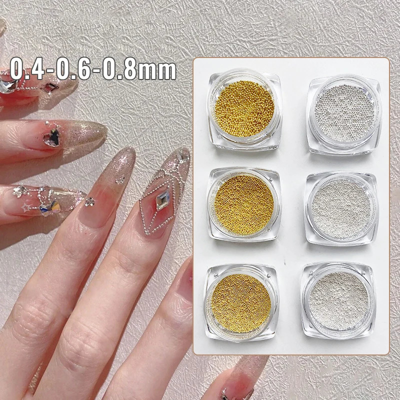 04mm15mm 3D Steel Tiny Nail Art Decoration Gold Silver Ball Caviar Beads Nails DIY Jewelry Accessories 250605