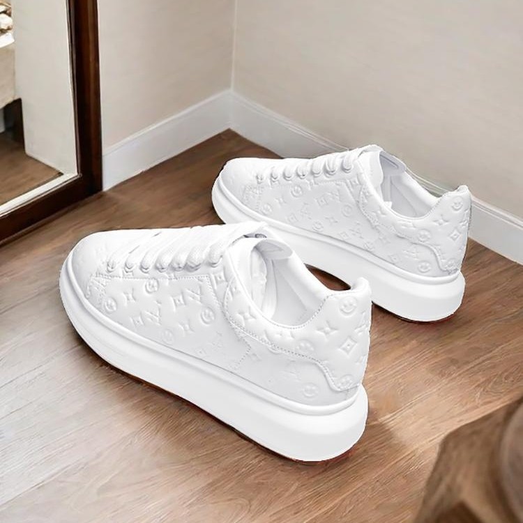 designer shoes, thick-soled white sneakers, 2025 new Korean men's shoes, flat casual sports shoes, three-dimensional printed casual shoes, Free s