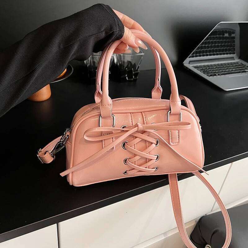 Ladies Popular Handbag Short Handle Female Cross Body Solid Color Boston PU Leather Bowling Women Shoulder Bag