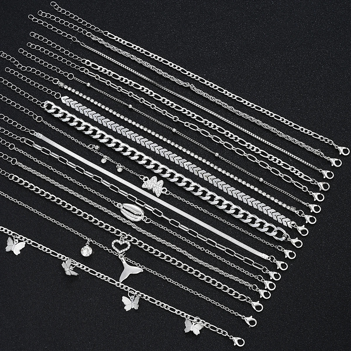 Elegant 17 Pcs Gold Color Anklet Set with ButterflyHeartShell Charms Foot Jewelry for Women Gift Perfect for Summer Vacations 250606