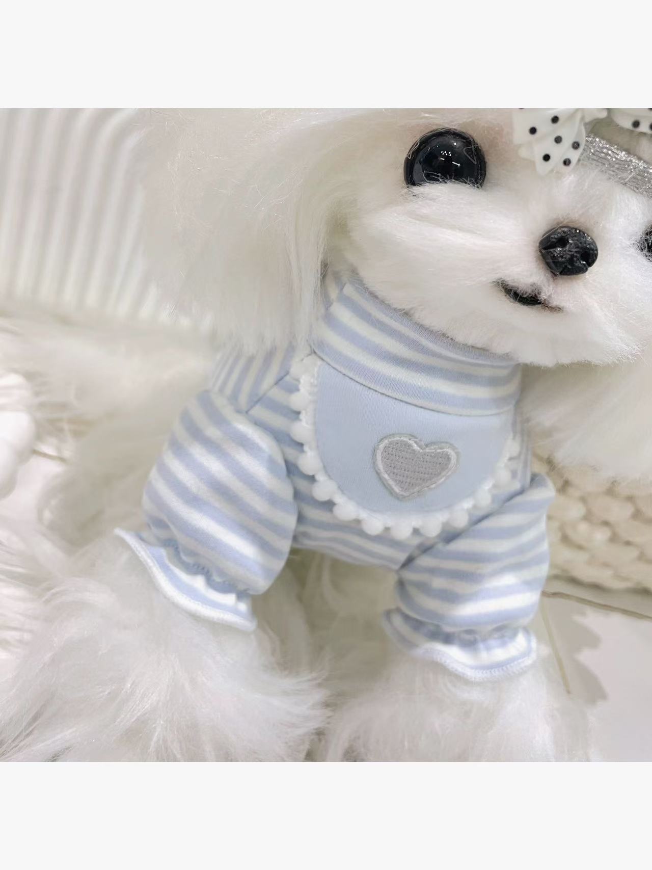 T00414 Pet clothes waffle fake two-piece floral overalls Yorkshire Maltese dog cat clothes