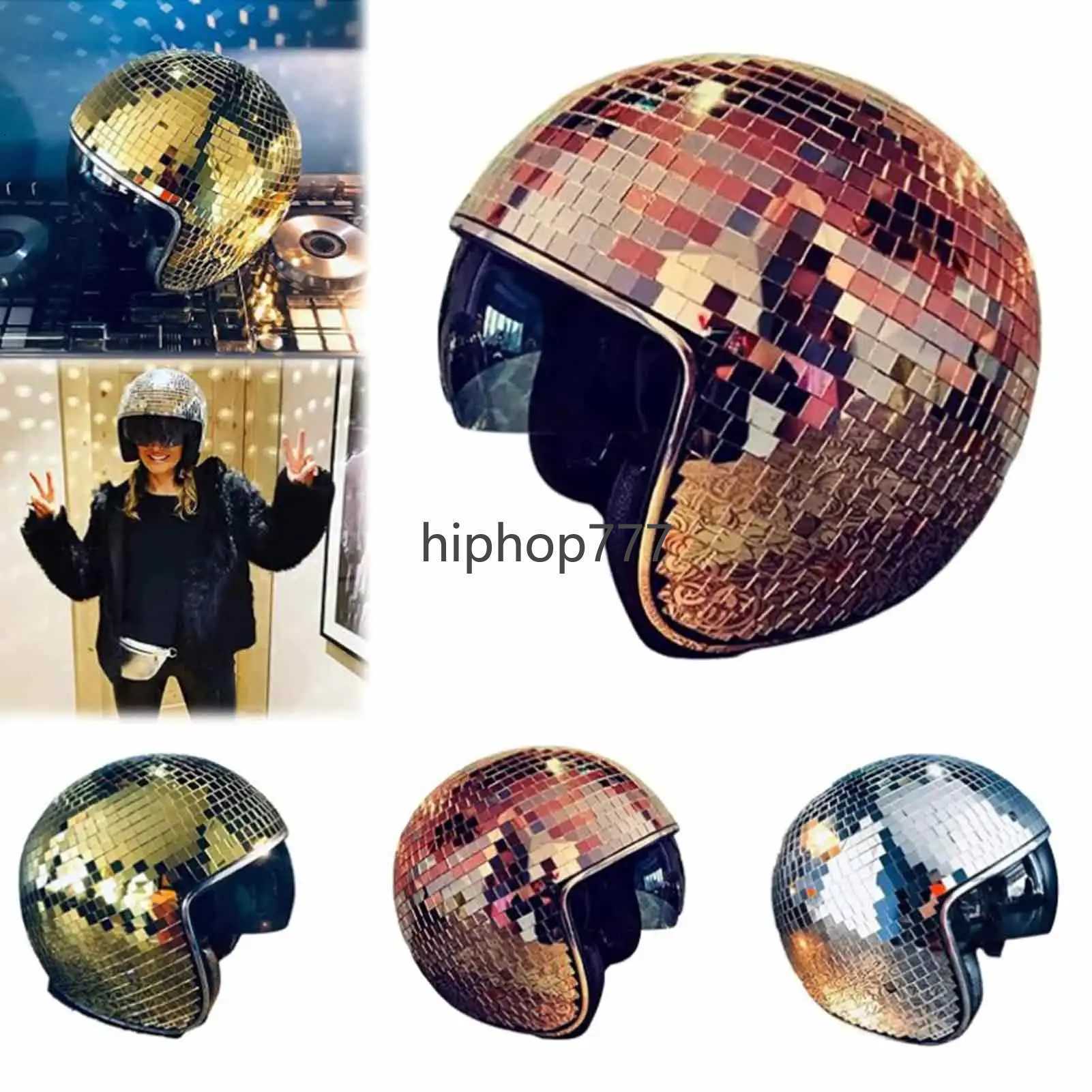 Classic Disco Ball Helmet Mirror Glitter Ball Helmets Hat Club Bar Party Full Glass Reflective Disco Shiny Hat for Costume Party