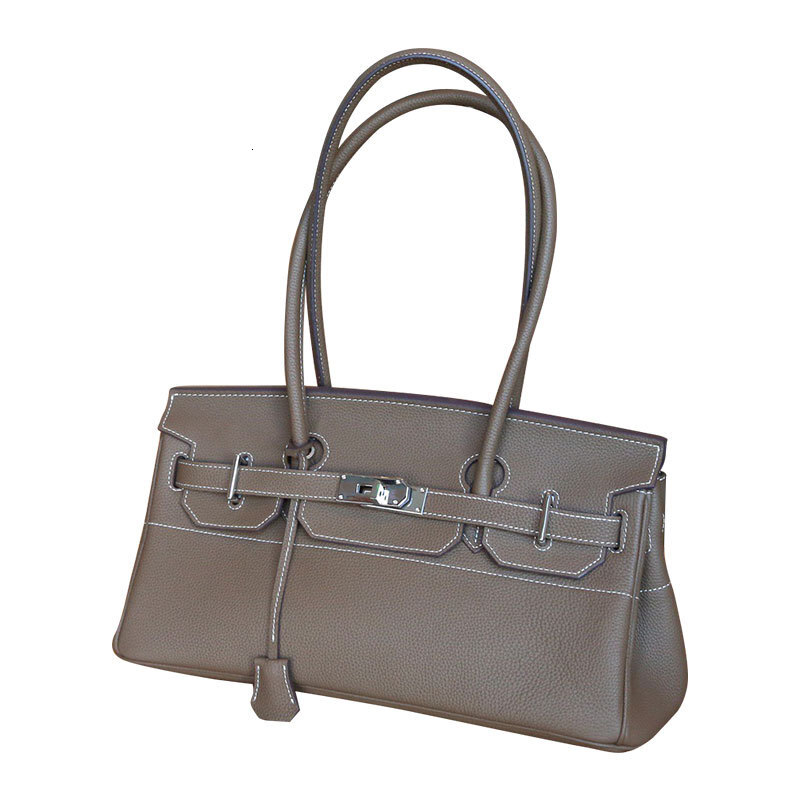2025 New Horizontal Platinum Bag 42CM Platinum Underarm Designer Fashion Handbag One Shoulder Genuine Leather Women's Bag Top Leather