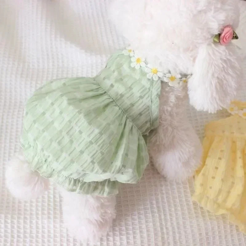 Daisy Dress Pet Clothing Dogs Thin Breathable for Dog Clothes Costume Small French Bulldog Soft Cute Summer Yellow Girl Mascotas 250609