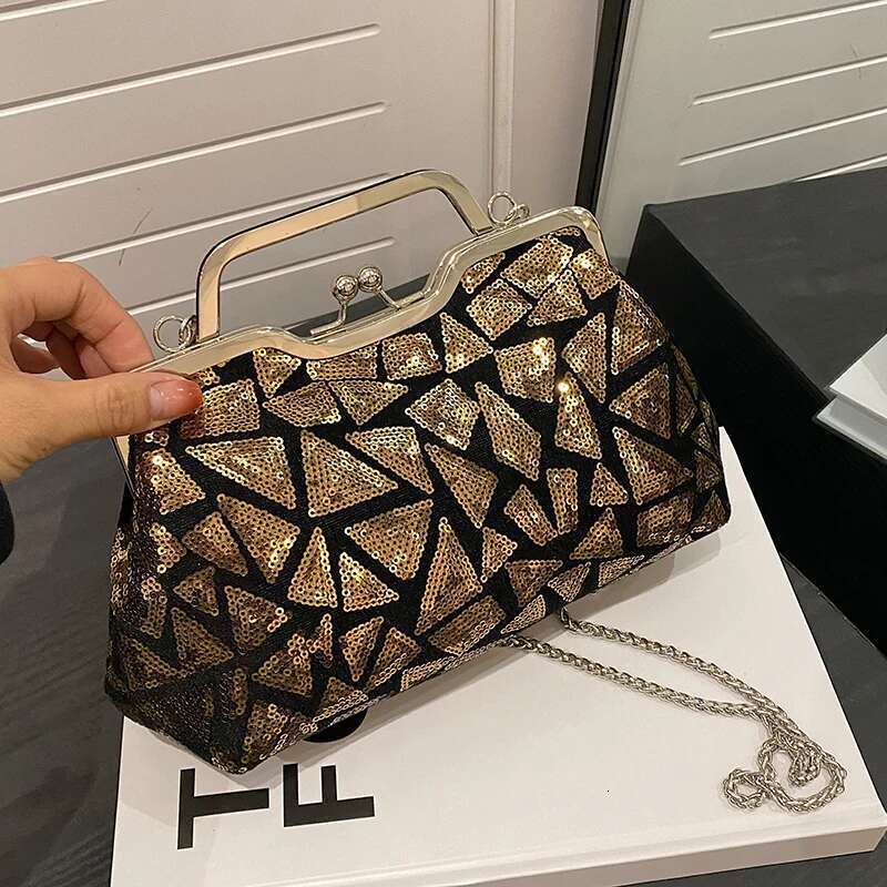 2023 Fashion Multicolor Sequins Evening Hasp Handbag Chain Women Shoulder Crossbody Bag Lady Wedding Party Clutch Bag