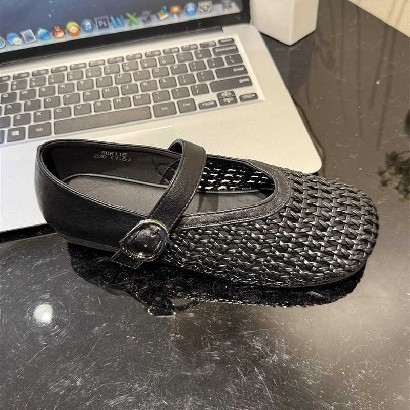 Mary Jane Shoes For Women New Fashion Hollow Mesh Flat Strap Fisherman Shoes French Hole Shoes