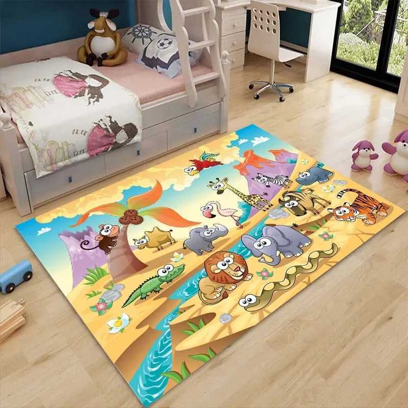 Cute Zoo Themed Mat Cartoon Animated Decorative Rug Kids Play Crawling Carpet Multi-size Four Seasons Non-slip Rug Quick Arrival y250609BXTO