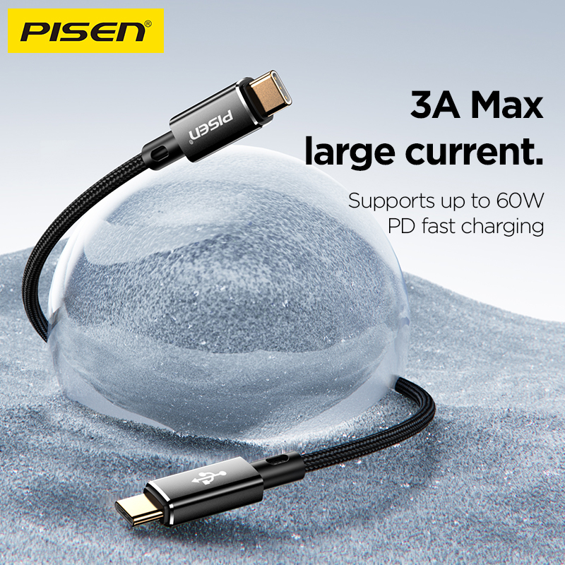 PISEN PD60W Fast Charging! 3A Two-In-One Braided Type-C Data Cable Aluminum Shell Braided Design Flexible And Tear-Resistant Com