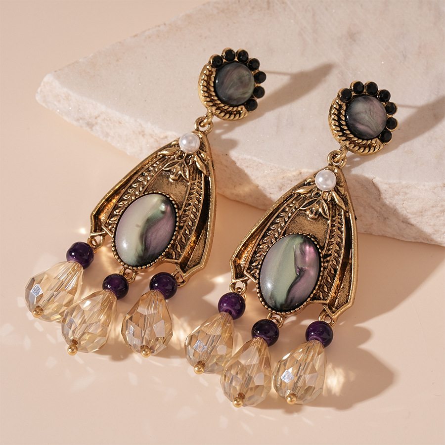 Vintage Antiqued Teardrop Earrings with Artificial Crystals Sterling Silver Needles French Court Inspired Elegant Statement Earrings for Women