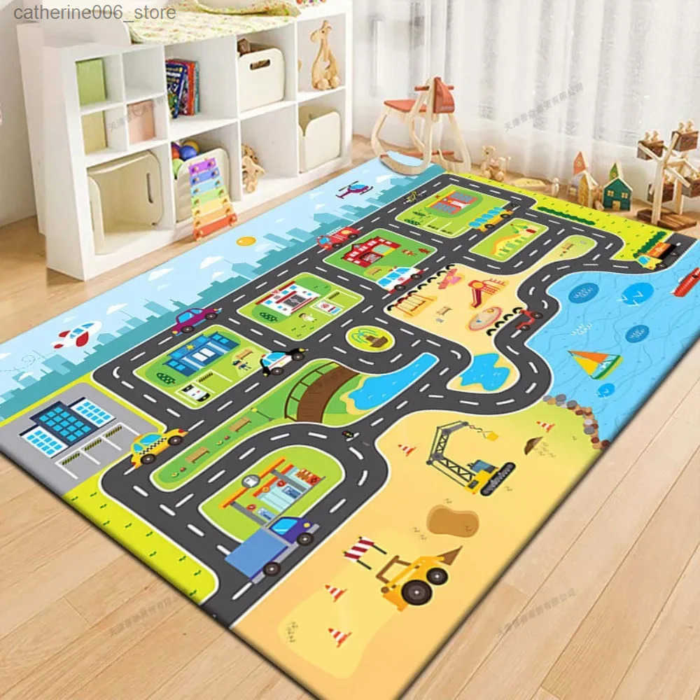 40x60cm Kids Carpet Playmat Rug City Life Great for Playing with Cars and Toys Children Baby Fun Throw Rug for Bedroom Play Room y25060919YR