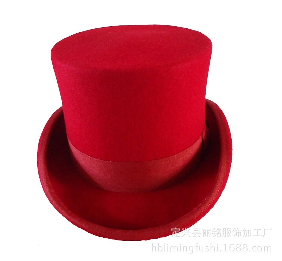 Fedoras Wool Magic High Hat British Black Jazz Top Mens Hat Court Mens Flat Top Felt Hat Webing Sombrero de Copa Brita nico 241018