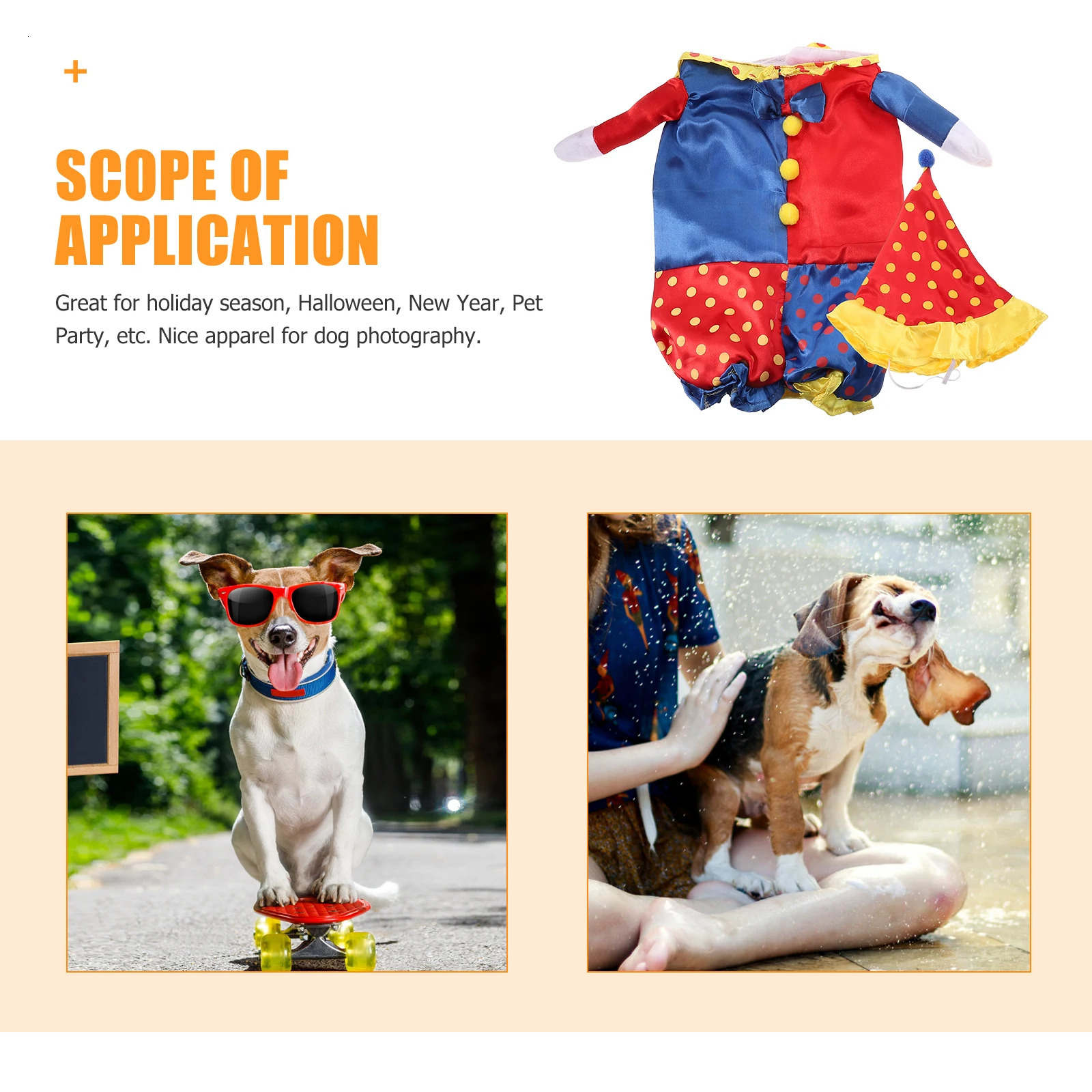 Clown Costume for Puppy Raincoat Circus Dog Costumes Outfit Dogs Apparel Dresses 250609