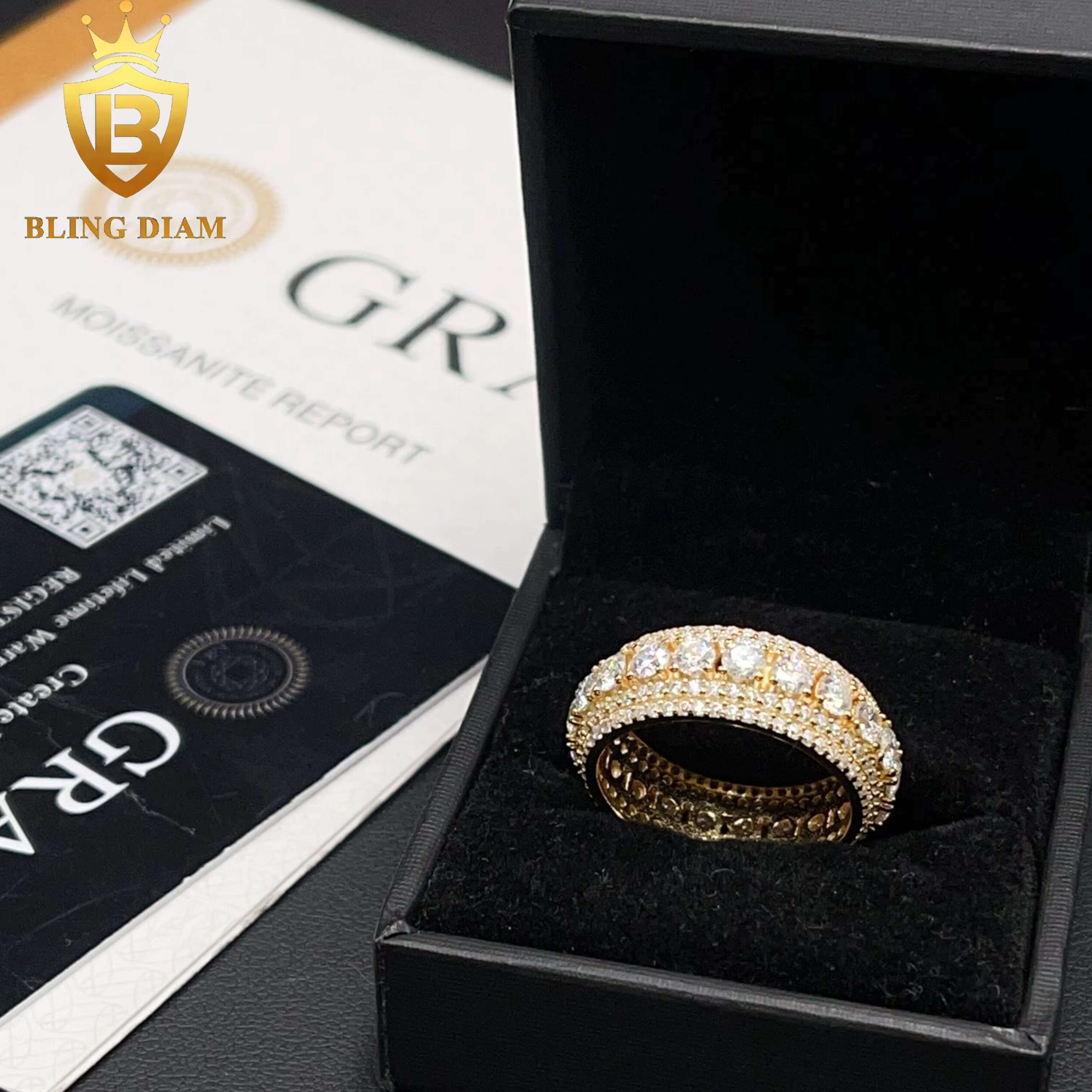 Fashion Hip Hop Jewelry 925 Sterling Silver VVS Moissanite Full Diamond Iced Out Rings for Men