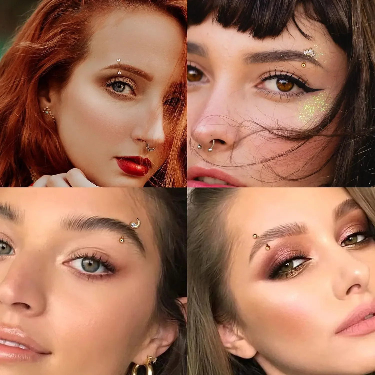 Bobisty Eyebrow Tragus Studs Stainless Steel Curved Barbell Dangle CZ Belly Lip Cartilage Daith Surface Piercing Jewelry 250606