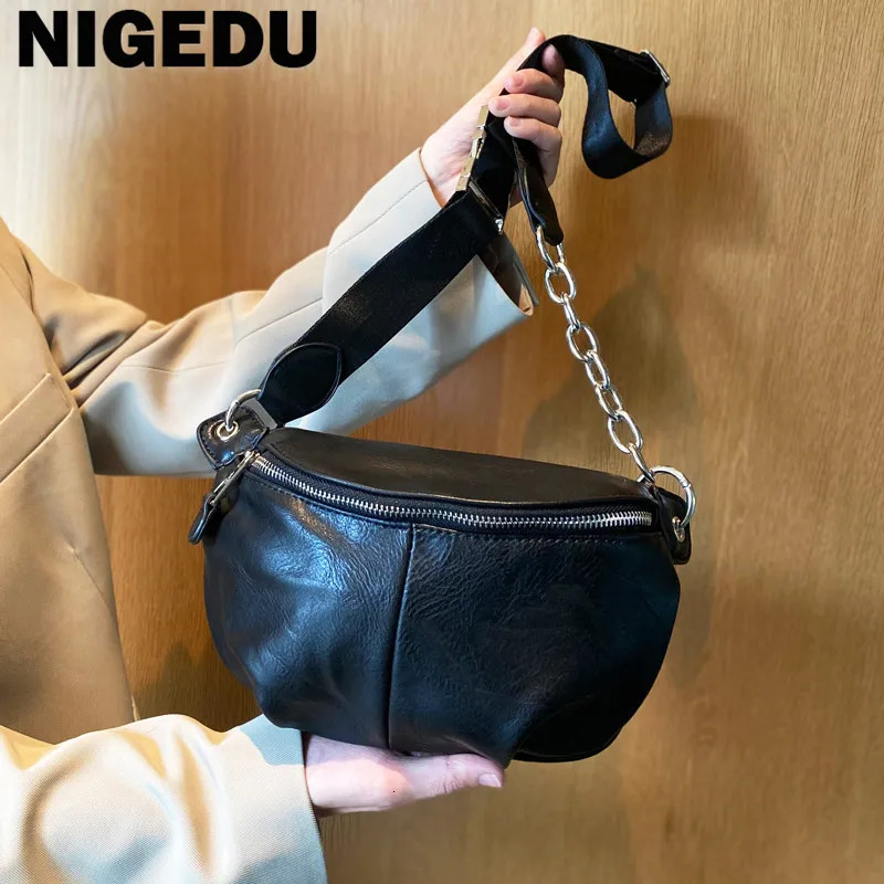Female Chest bag chain Crossbody Bags For Women Shoulder bags Small PU Leather ladies Waist Pack Breast phone wallet w250605