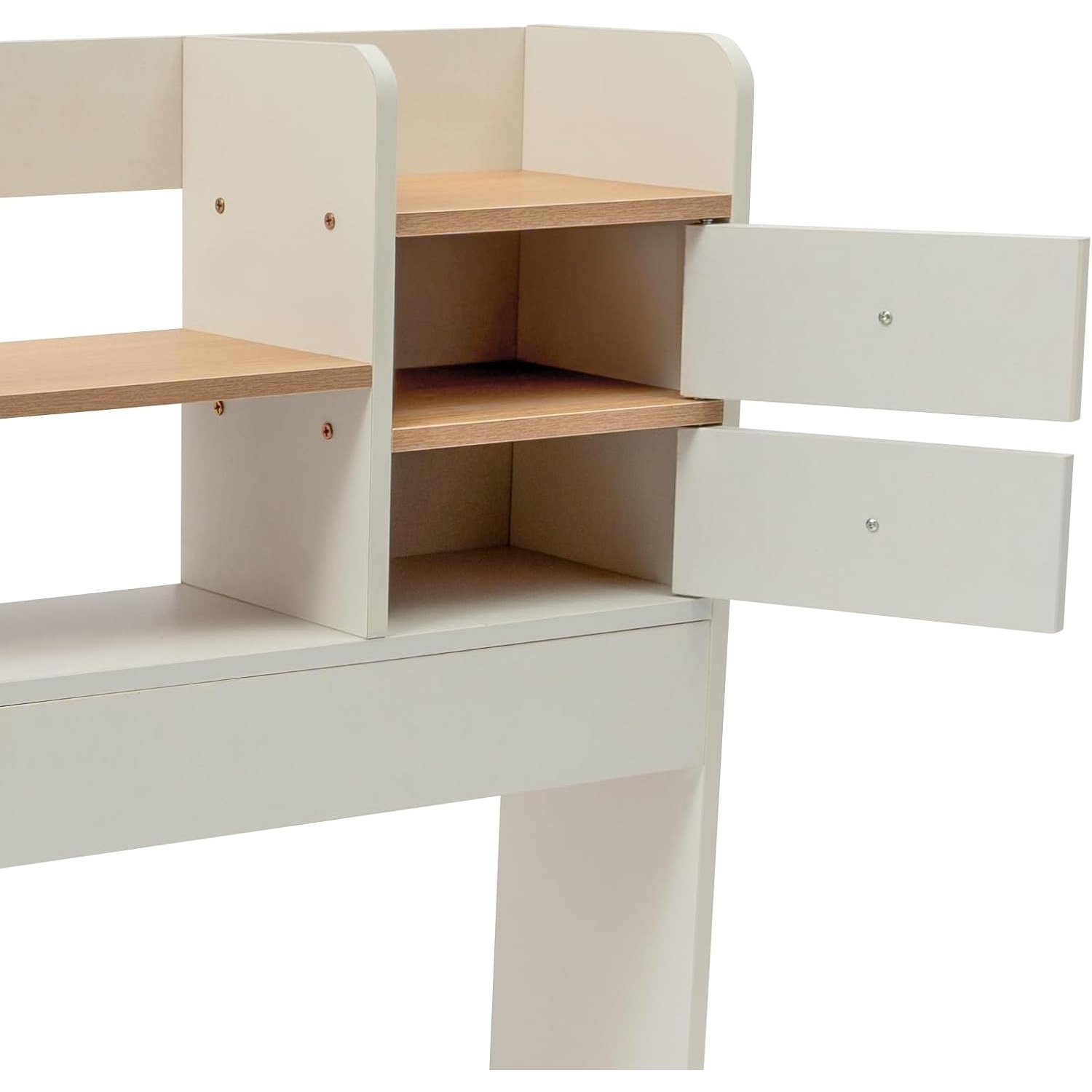 3-Tier Desktop Bookshelf Countertop Storage Desk Hutch for Computer Desk, Multipurpose Desktop Organizer Shelf with 2 Drawers Office Supplies Home Des