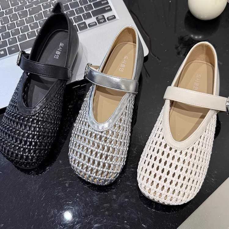 Mary Jane Shoes For Women New Fashion Hollow Mesh Flat Strap Fisherman Shoes French Hole Shoes