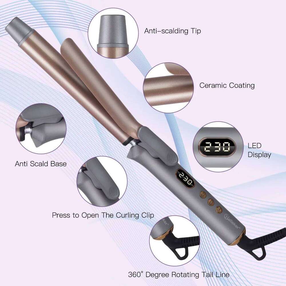 Hatteker Women's Wand 25mm professional Temperature-Control Curling Iron for Big Waves Professional Hair Styling Tool