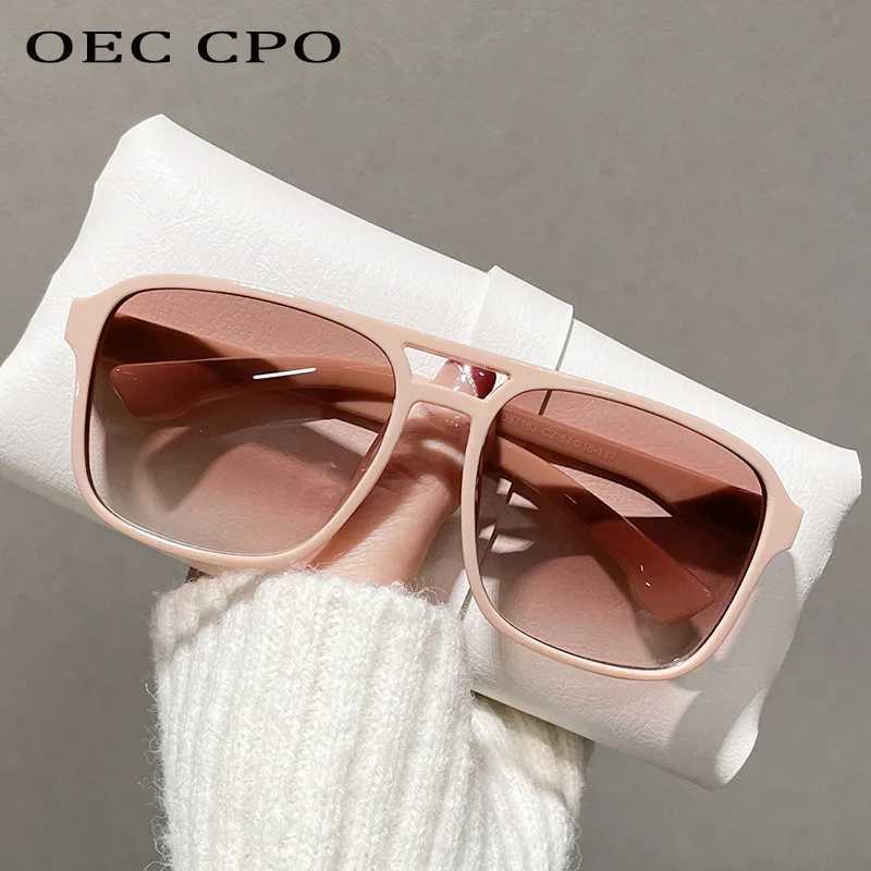 OEC CPO Square Double Bridges Sunglasses Women Retro Shades UV400 Trending Orange Yellow Sun Glasses Female Fashion Men Eyewear V250626