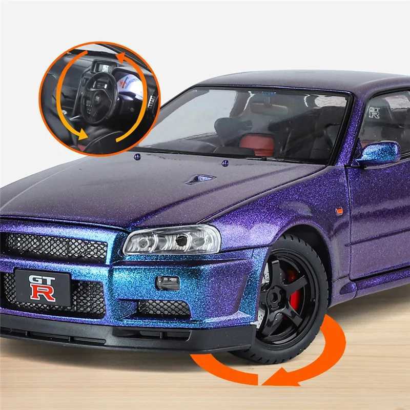 Large Size 1 18 Skyline Ares GTR GT-R R34 Alloy Sports Car Model Diecasts Metal Racing Car Vehicles Model Sound Light Kids Gifts W250609