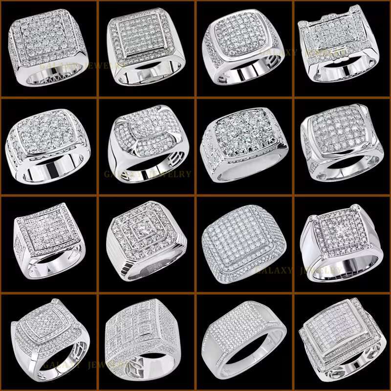 Custom Fashion Fine Jewelry Three-Dimensional Circular Design Ring 925 Silver Iced Out Moissanite Diamond Hip Hop Ring