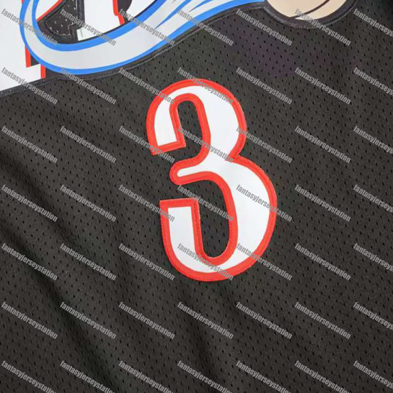 In Stock Mens 3 Black Embroidered IVERSON Basketball Jersey - Casual Wear, Breathable Polyester, Machine Washable - Perfect for Sports Outdoor Activit