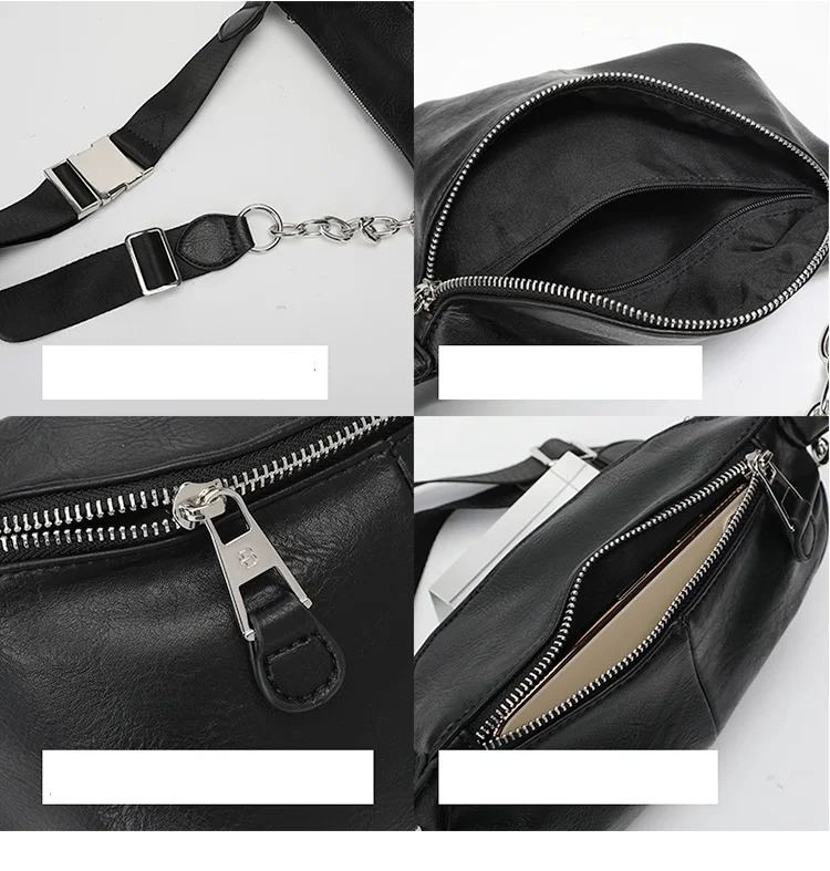 Female Chest bag chain Crossbody Bags For Women Shoulder bags Small PU Leather ladies Waist Pack Breast phone wallet w250605