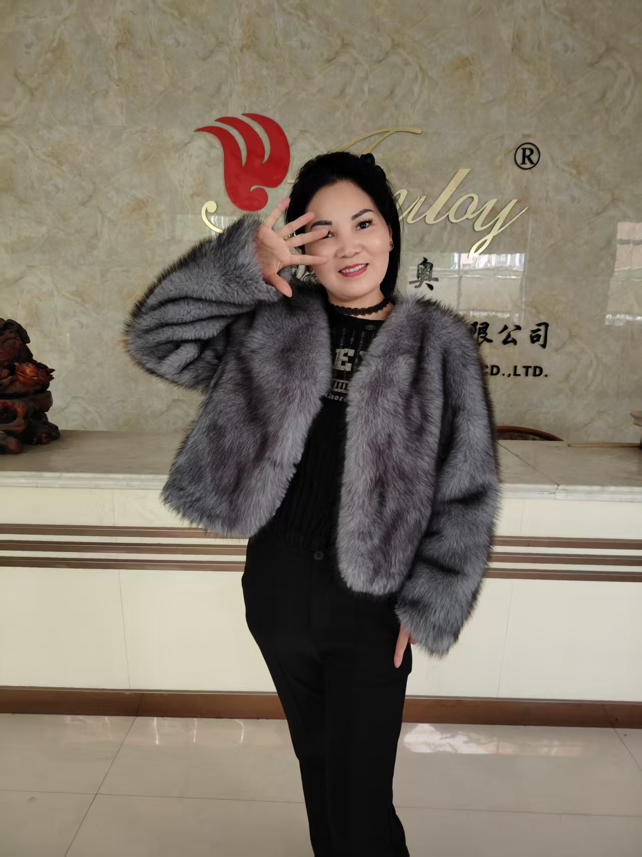 Stylish Short Length Ladies' Imitation Fur Outerwear Jacket Featuring a Chic V-shaped Neckline and Design with solid colors