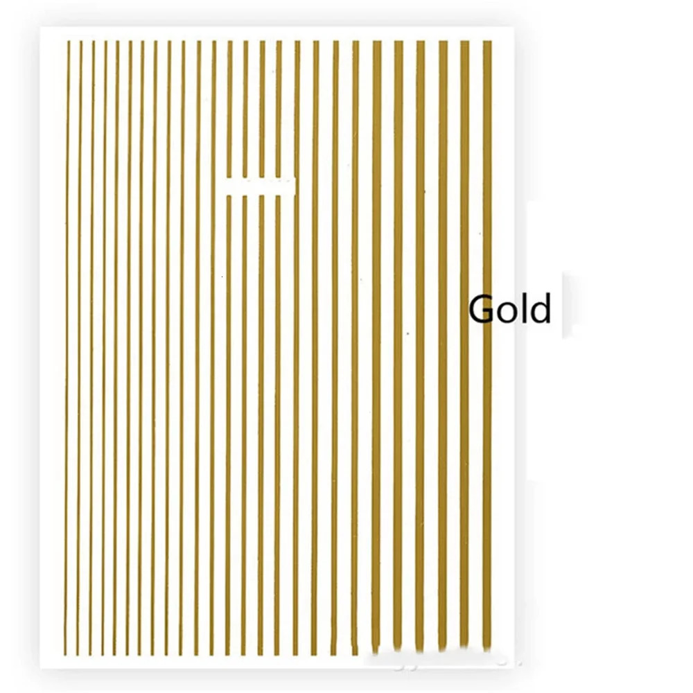 1Pc Silver Gold Lines Stripe Nail Sticker Decals Metal Strip Nails Slider 3D Self Adhesive n Art Stickers Paper 250605