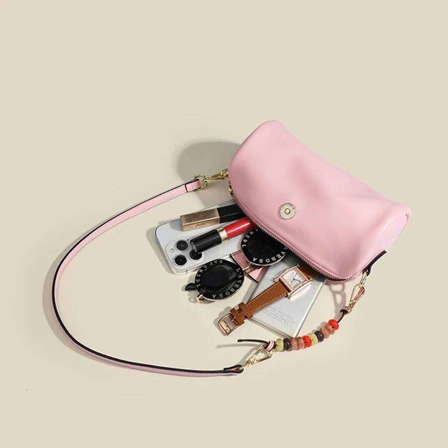 Fashion Round Cylinder Trendy Zipper Large Capacity Single Crossbody Pink/Black Pillow Bag For Femele Purse Handbags