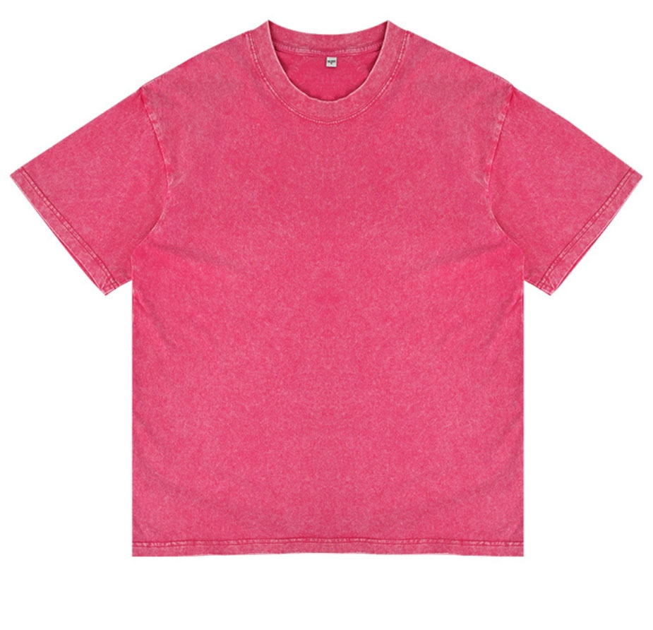 2025 new retro old wash t-shirt oversize cotton drop shoulder short sleeve