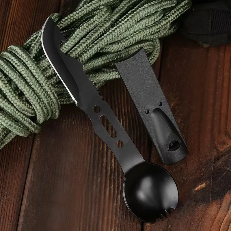 Multi Function Tableware Spoon Multi Tool Can Opener Flatware Portable Bottle Cutlery Multitool Camping Utensil Fork Spork Stainless 250609