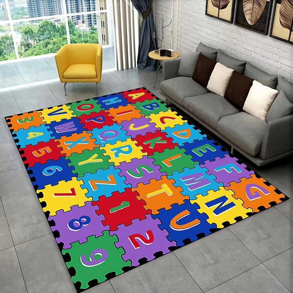 ABC Cartoon Alphabet Children Crawling Kids Playroom Early Education Area Rug Carpet for Living Room Bedroom Sofa Non-slip Mat y2506099S6J