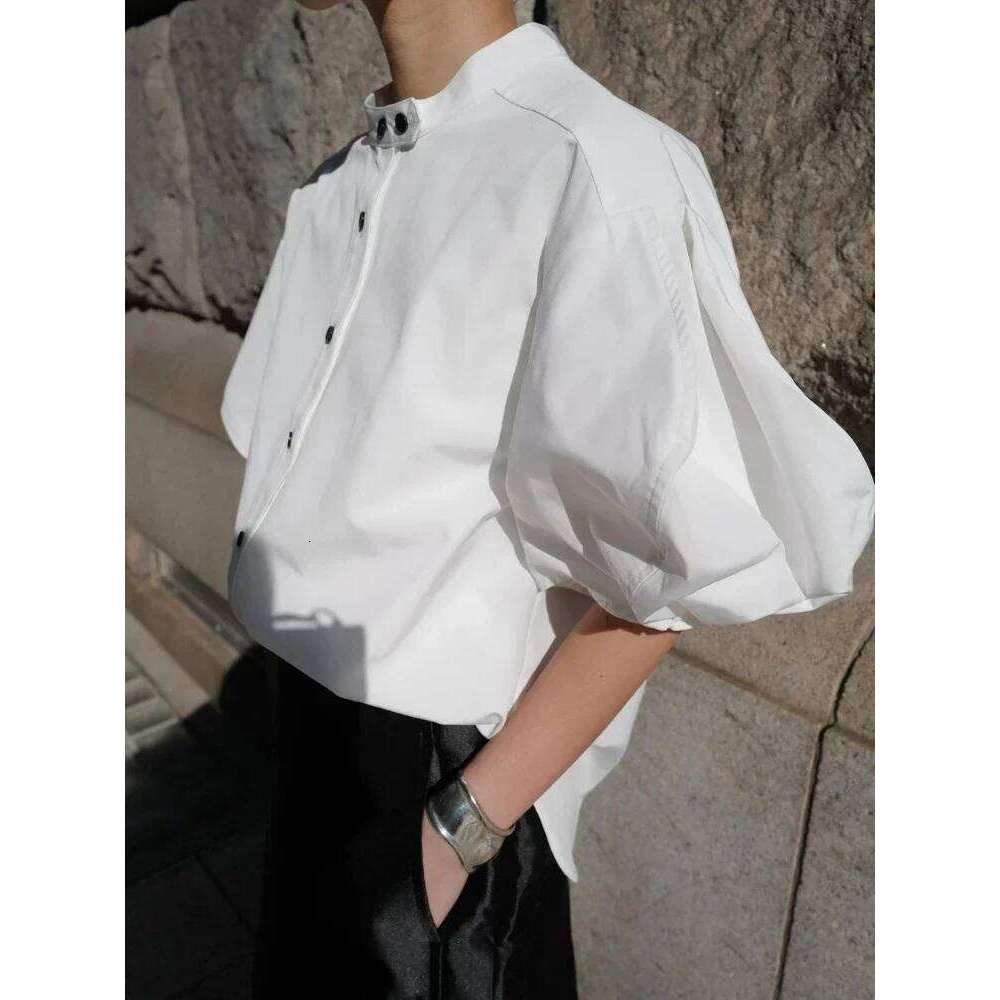 Neploe French Style Single Breasted Shirt Japanese Chic Romantic Women Top Spring Loose Thin Stand Collar Blusas