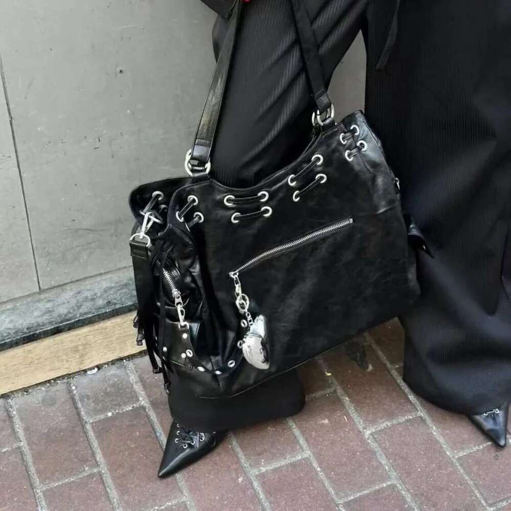 Korean PU Leather American Y2k Cool Large Capacity Handbag Shoulder Haruku Style Women's Bag Purses Women Hand Bags