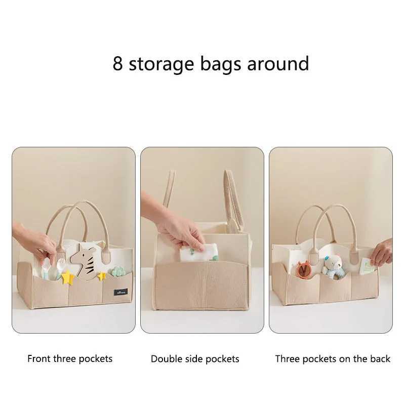 Felt Diaper Bag Baby Organizer Pockets handheld mummy bag mother and baby storage bag Nappies Organizer Portable Mom Tote Basket y250609TRF8